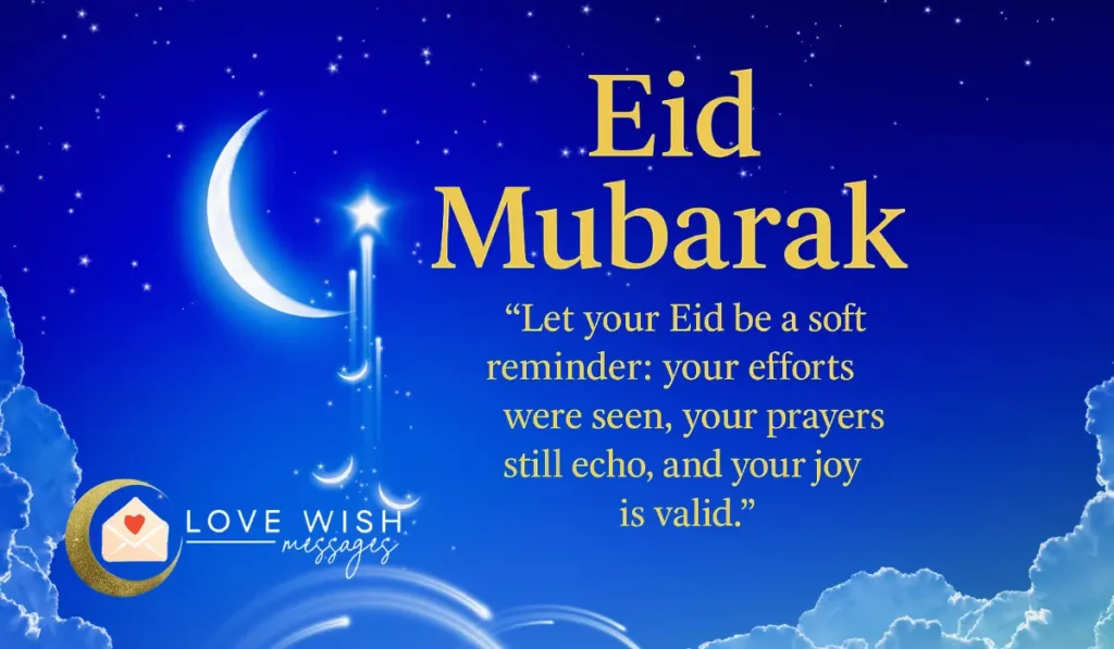 Eid Mubarak quote – Allah is proud of your fasts, worship, and silent efforts. A powerful reminder of divine approval.
